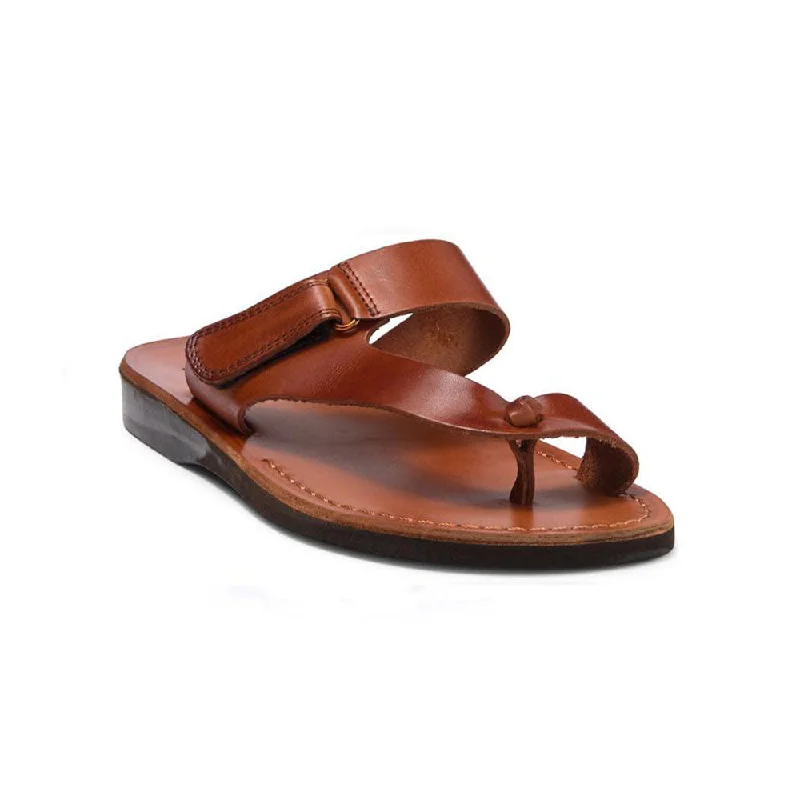 Rafael - Leather Velcro Strap Sandal | Honey