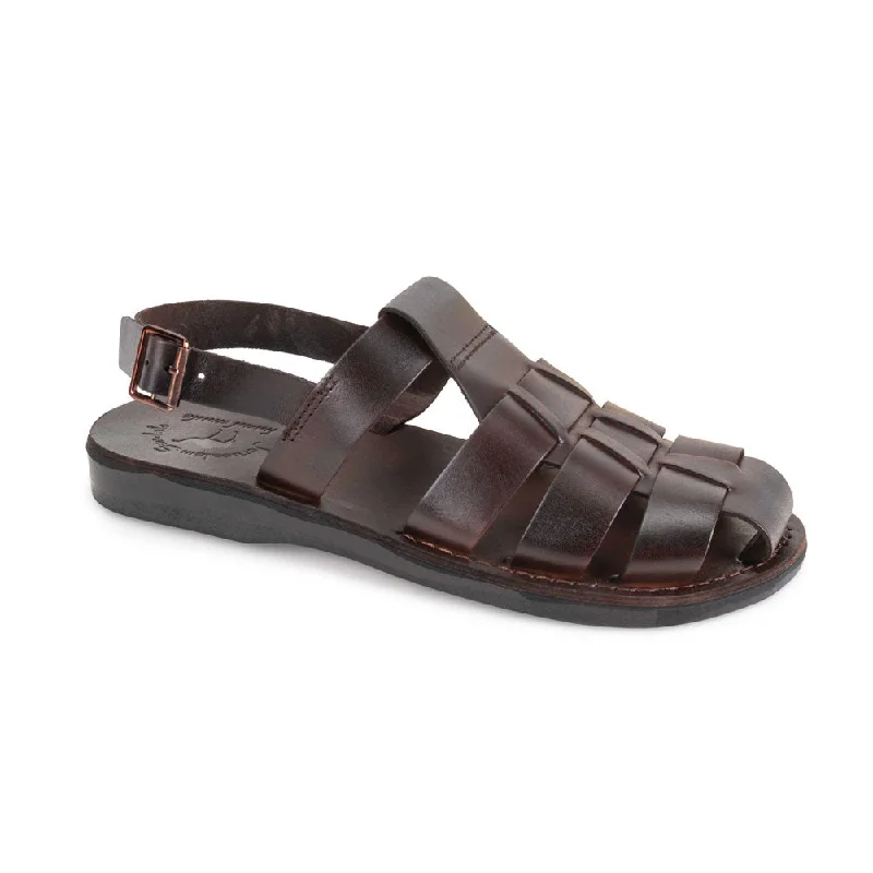 Michael - Closed Toe Leather Fisherman Sandal | Brown