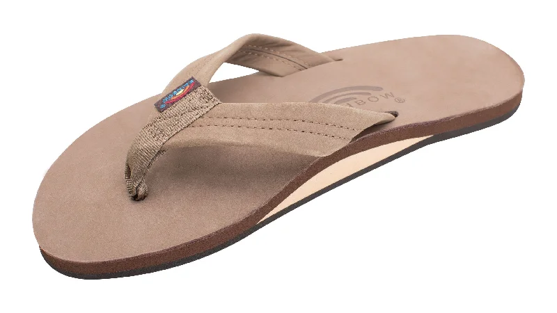 Rainbow Men's Single Layer 1" Strap Sandal-Dark Brown