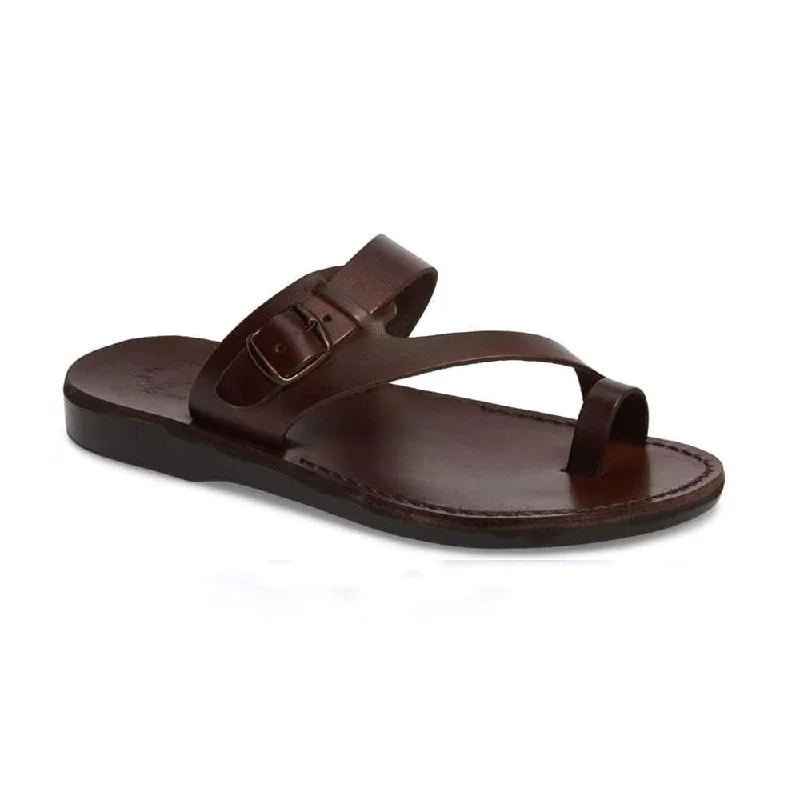 Abner - Leather Metal Buckle Sandal | Brown