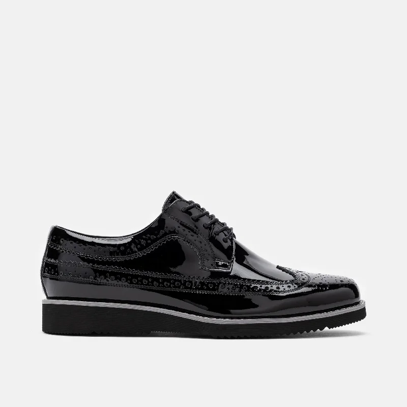 Alexander Black Patent Leather Longwing Sneakers