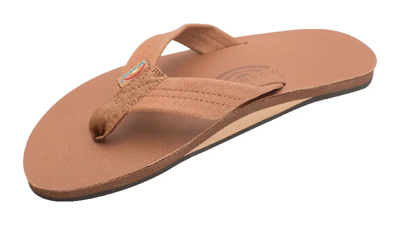 Rainbow Men's Single Layer 1" Strap Sandal-Classic Tan w/Brown