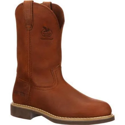 Georgia Boots: Men's Brown G5814 Farm & Ranch Wellington Boots