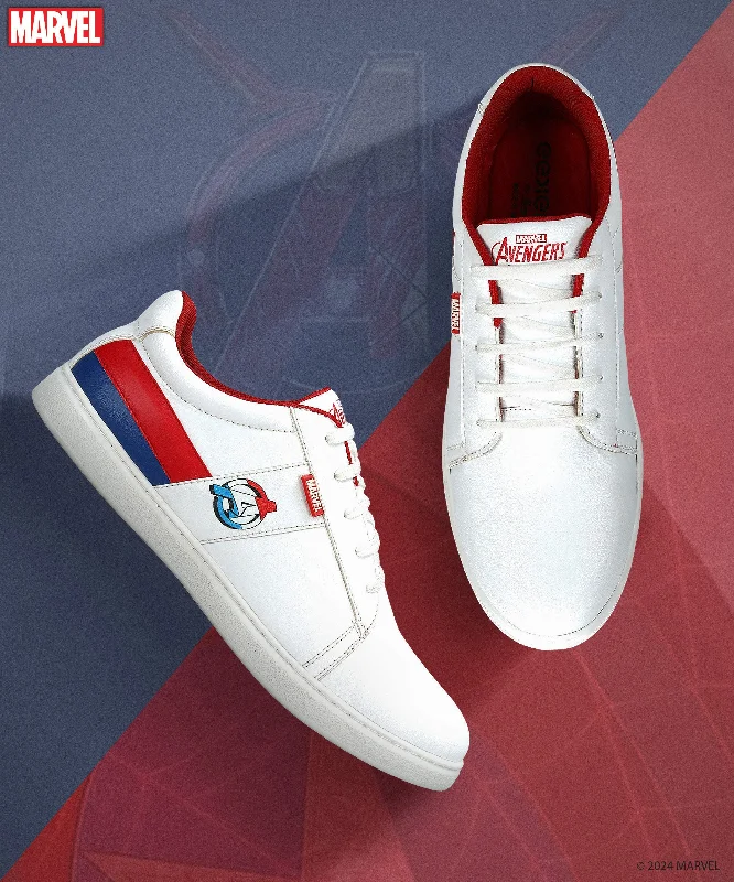 Marvel Men's White Casual Sneakers | Cushioned & Lace up Outdoor Style