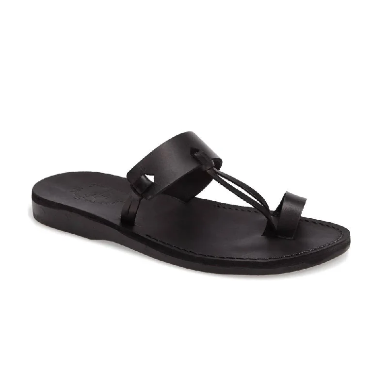 David - Leather Open Toe Sandal | Black