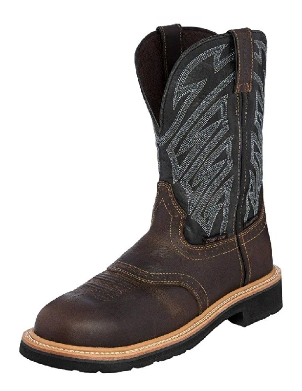 WK4574 Justin Men's Dark Brown Waxy Composition Toe Work Boot