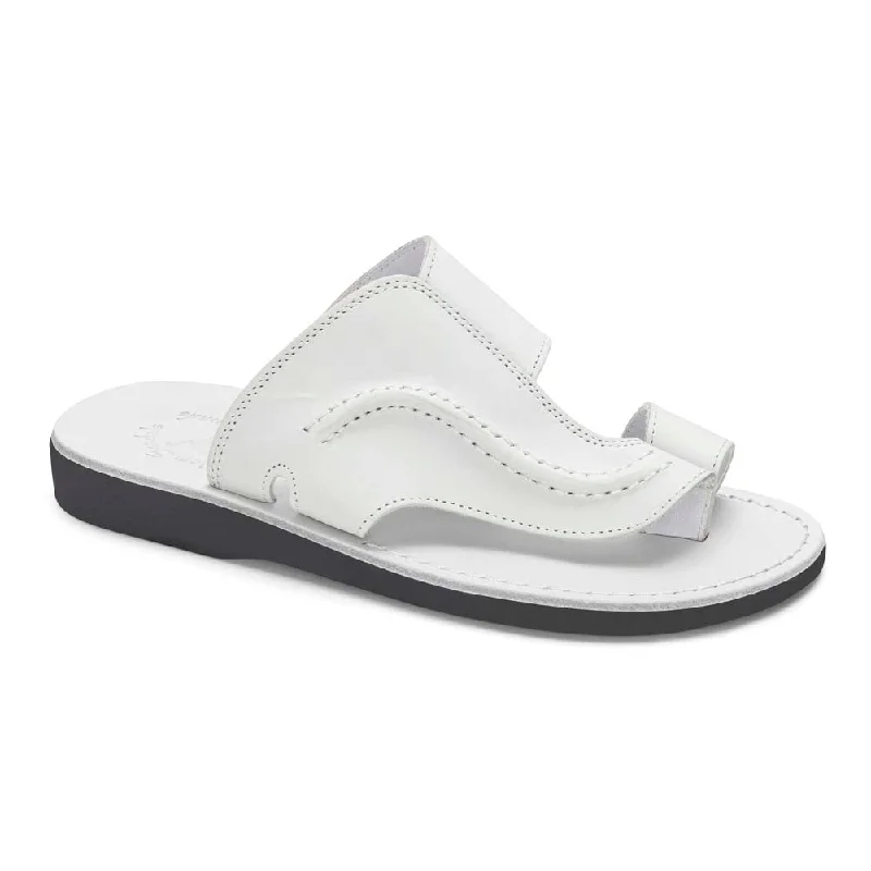 Peter - Leather Toe Strap Sandal | White