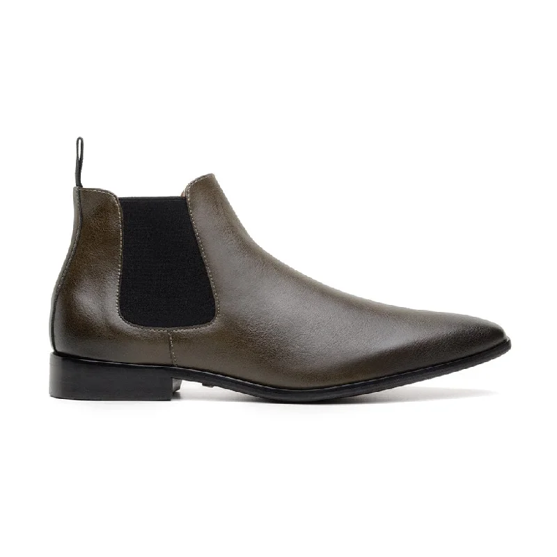 'Sterling' men's vegan Chelsea by Zette Shoes - olive