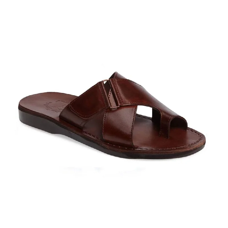 Asher - Leather Slide On Sandal | Brown