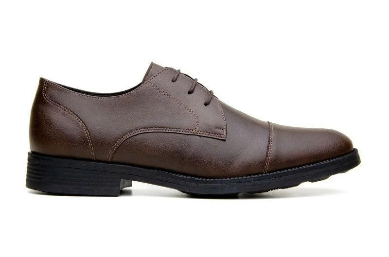 'Roma' classic vegan leather derby by Vincente Verde -  espresso