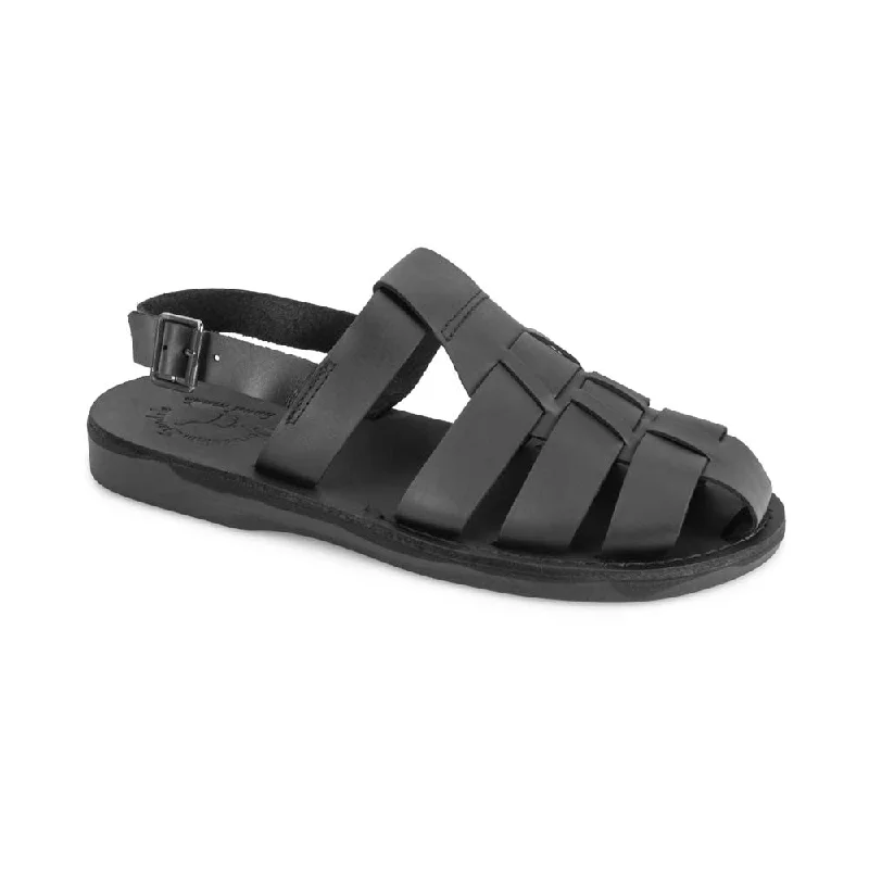 Michael - Closed Toe Leather Fisherman Sandal | Black