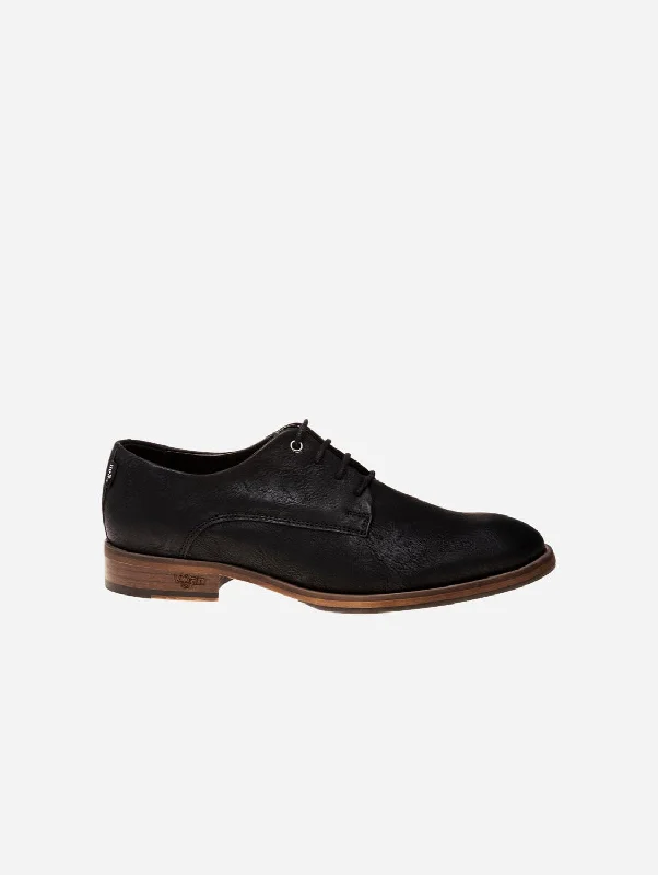 Oatmeal Men's Vegan Leather Derby Shoes | Black