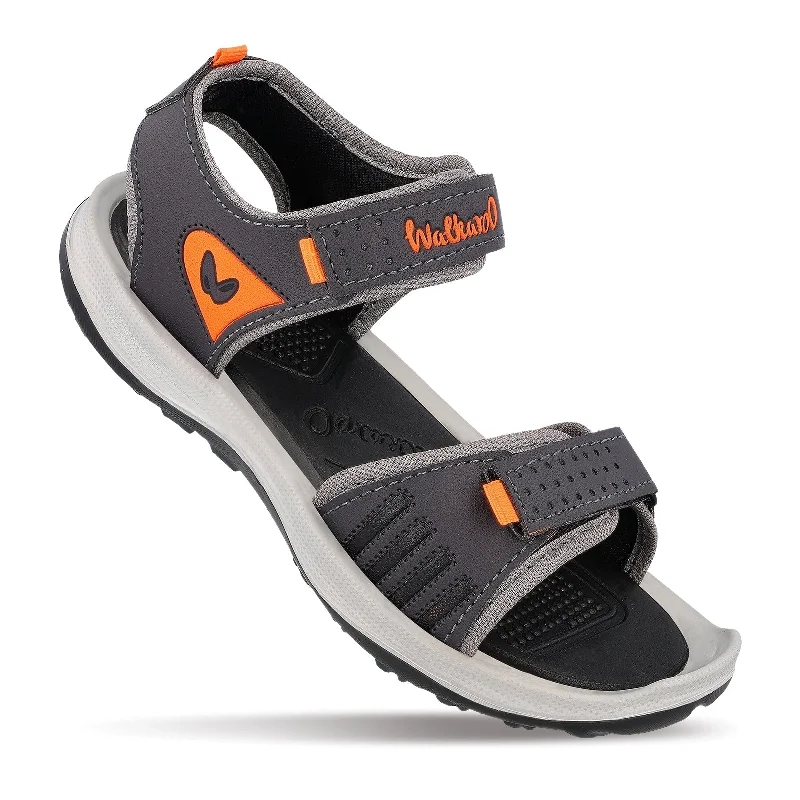 Walkaroo Men Strappy Floater Sandals  - WC4301 Grey Orange