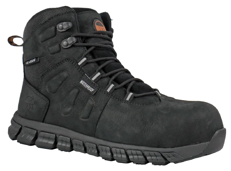 Hoss Boots Mens Black Leather Tikaboo UL CT WP Work Boots