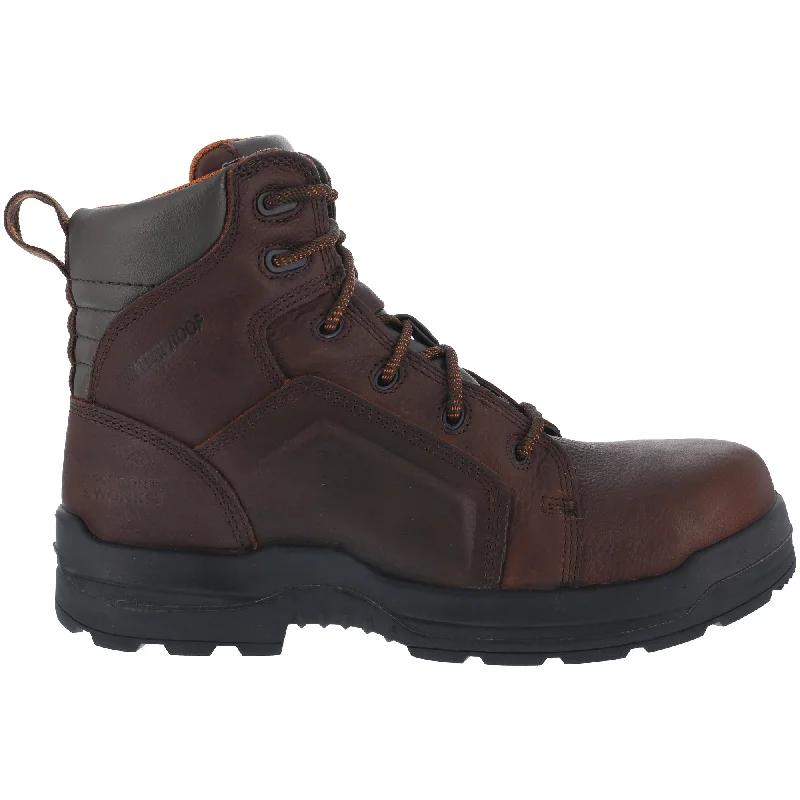 Rockport Womens Brown WP Leather 6in Work Boots More Energy Comp Toe