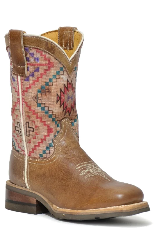 Roper Girls Kids Brown Leather Margo Native Cowboy Boots