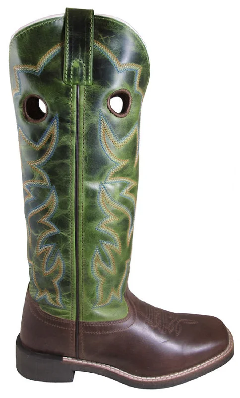 Smoky Mountain Children Girls Maverick Green Crackle Leather Cowboy Boots