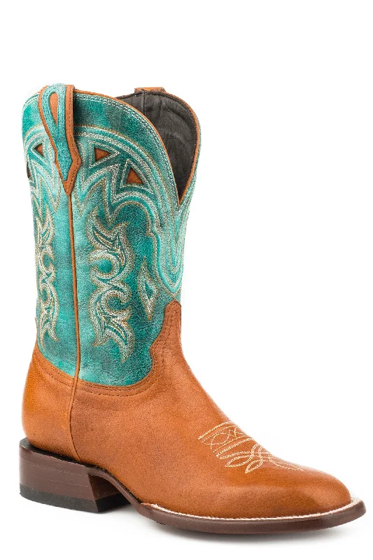 Stetson Womens Honey/Turquoise Leather 11In Jbs Cowboy Boots