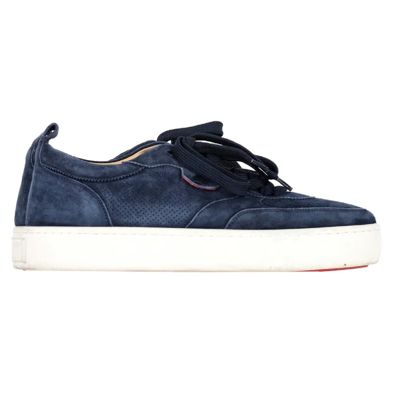 Christian Louboutin Happyrui Low Top Sneakers in Navy Blue Suede