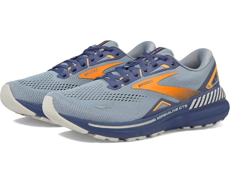 Men's Adrenaline Gts 23 Running Shoes In Blue/grey/orange