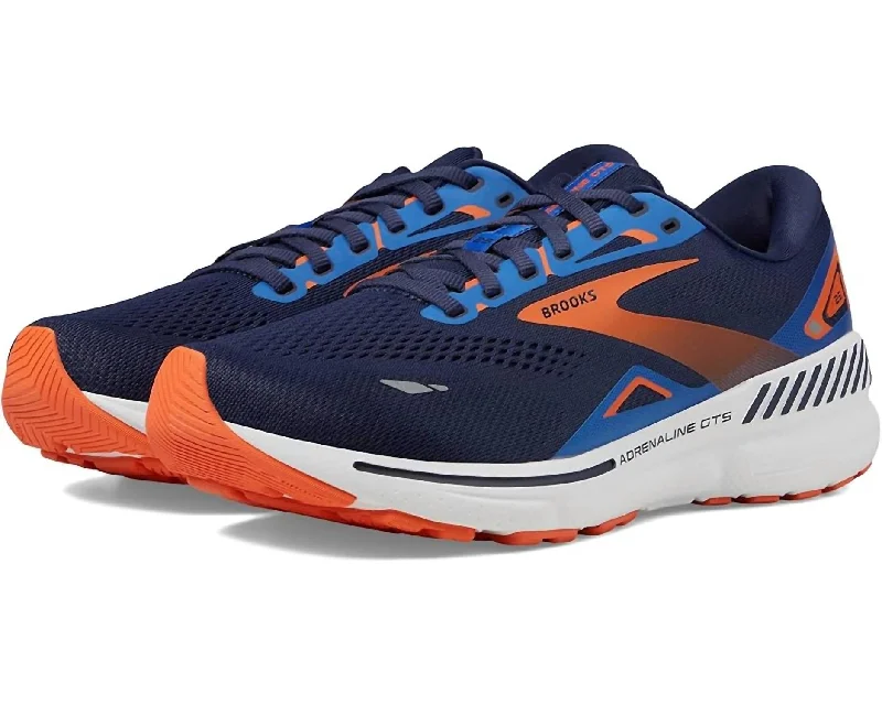 Men's Adrenaline Gts 23 Running Shoes In Peacoat/orange/surf The Web