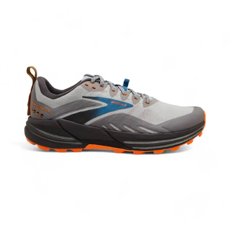 Men's Cascadia 16 Trail Running Shoes - Medium Width In Oyster Mushroom/alloy/orange