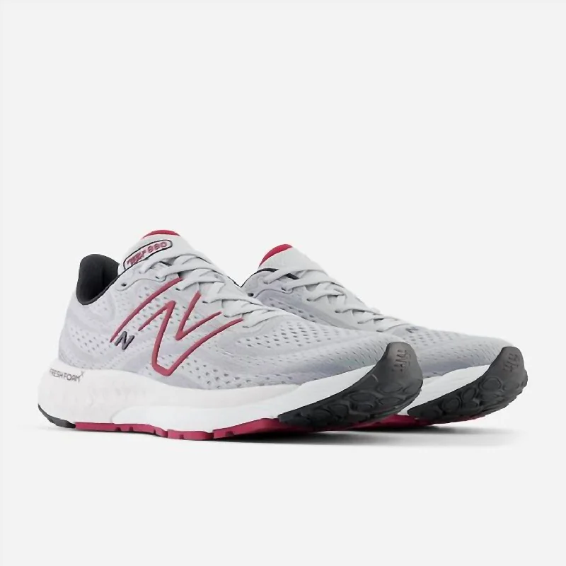 Men's Fresh Foam X 880V13 Shoes In Aluminum Grey/crimson/black