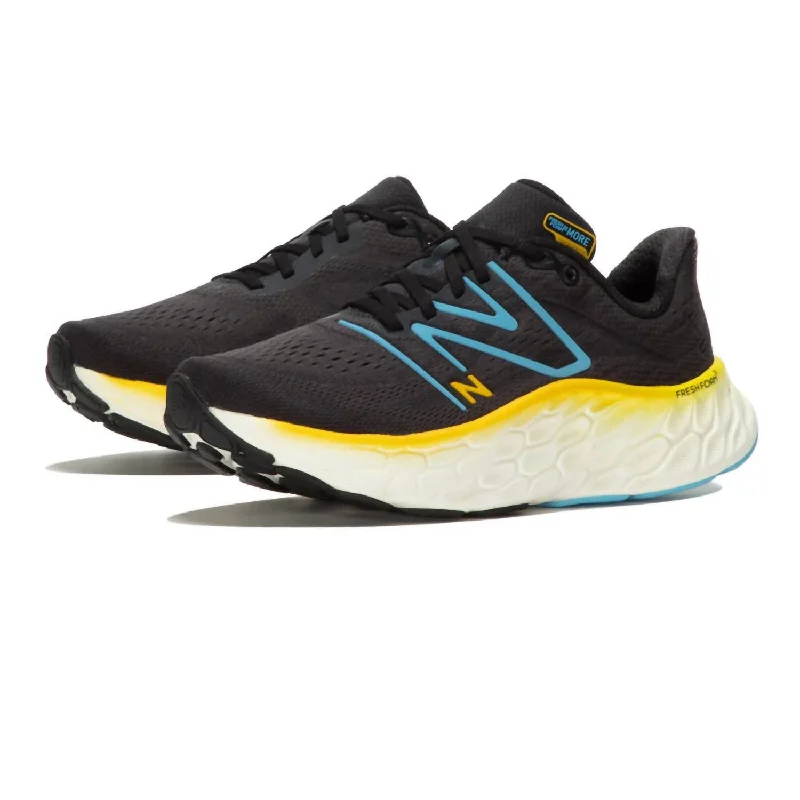 Men's Fresh Foam X More V4 Running Shoes In Black/coastal Blue/ginger Lemon