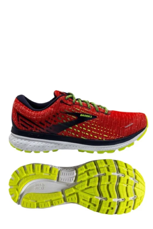 Men's Ghost 13 Running Shoes - D/medium Width In Tomato/navy/nightlife