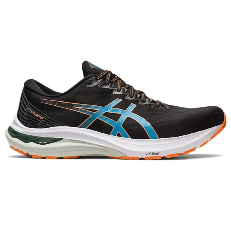 Men's Gt-2000 11 Running Shoes - D/medium Width In Black/sun Peach