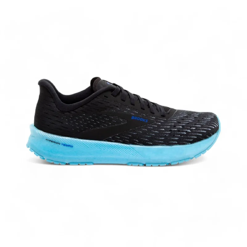 Men's Hyperion Tempo Road Running Shoes - Medium Width In Black/iced Aqua/blue