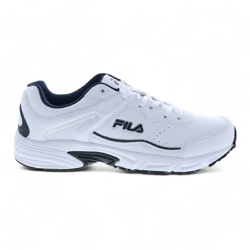 Men's Memory Sportland Running Shoe In White/fila Navy/metallic Silver