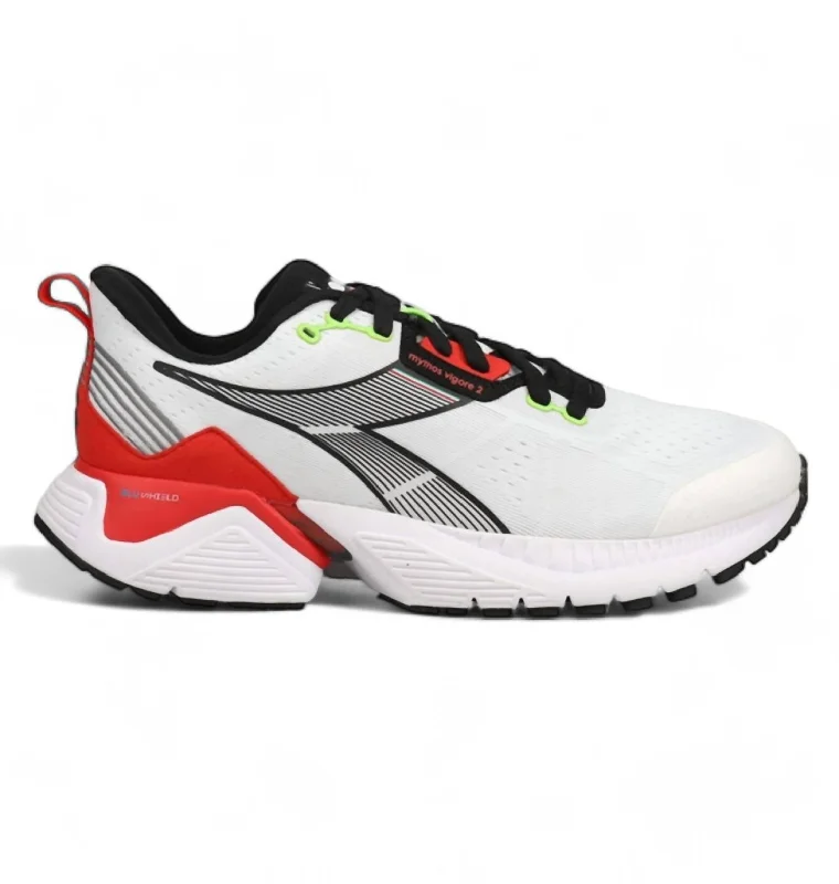 Men's Mythos Blushield Vigore 2 Running Shoes In White/black/fiery Red