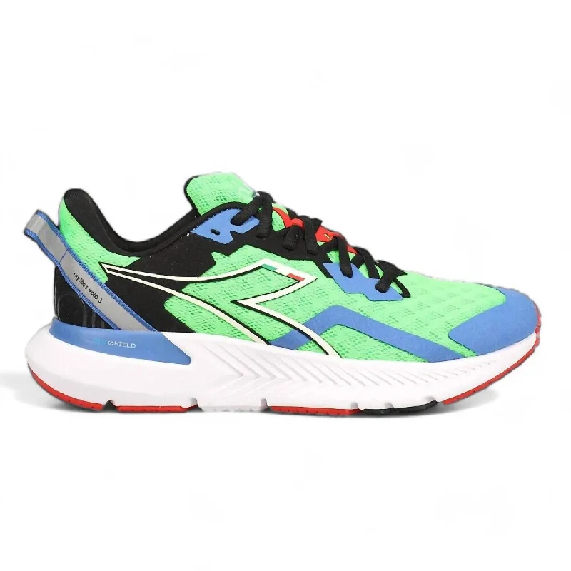 Men's Mythos Blushield Volo 3 Running Shoes In Green Fluo/white/black