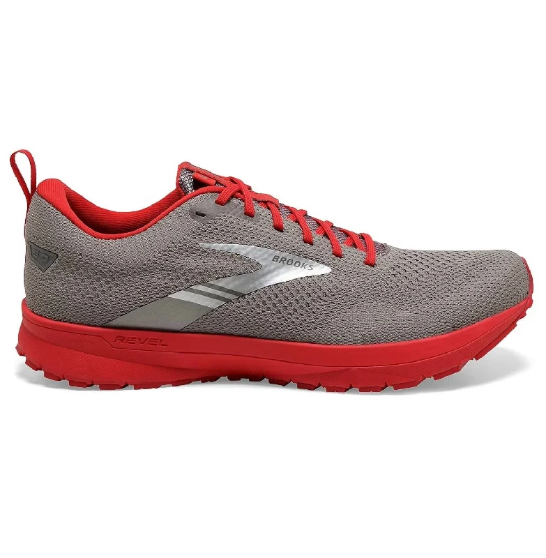 Men's Revel 5 Road Running Shoes - Medium Width In Grey/red