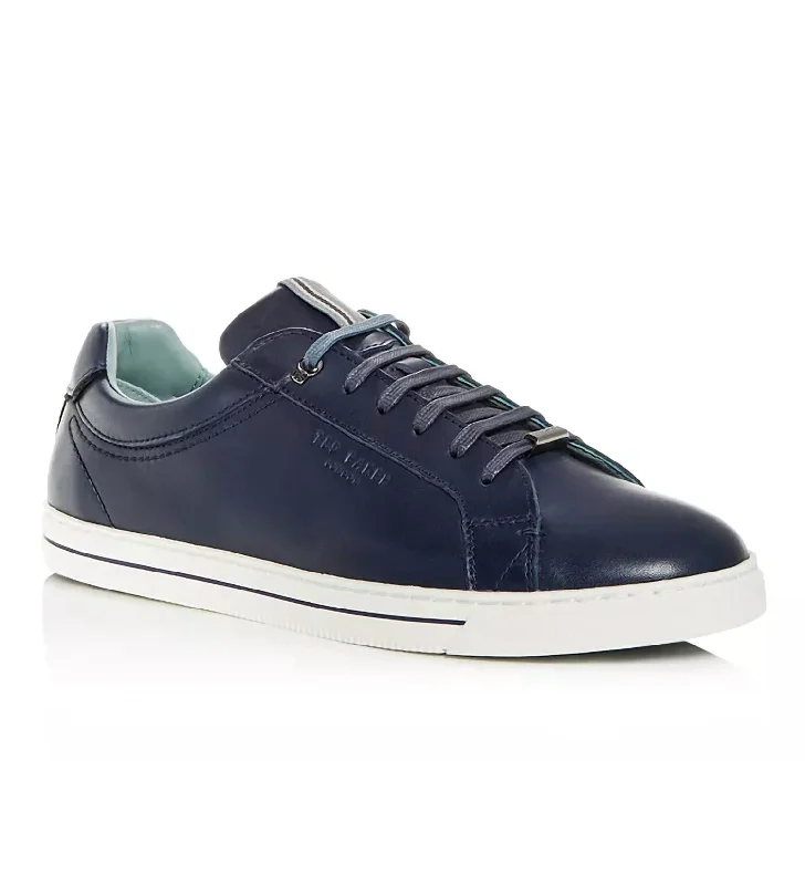 Men's Thawne Leather Low-Top Trainers In Dark Blue