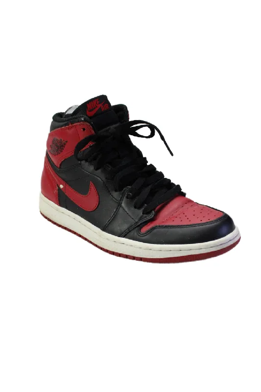 Nike Air Jordan Mens Leather Two-Toned Retro Lace Up High Top Sneakers Red