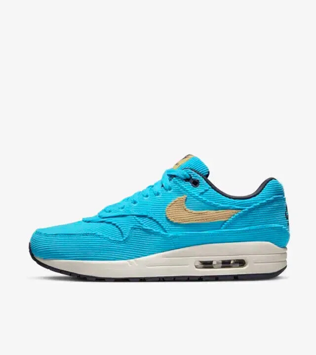 Nike Air Max 1 FB8915-400 Men's Corduroy Baltic Blue/White Running Shoes ANK648