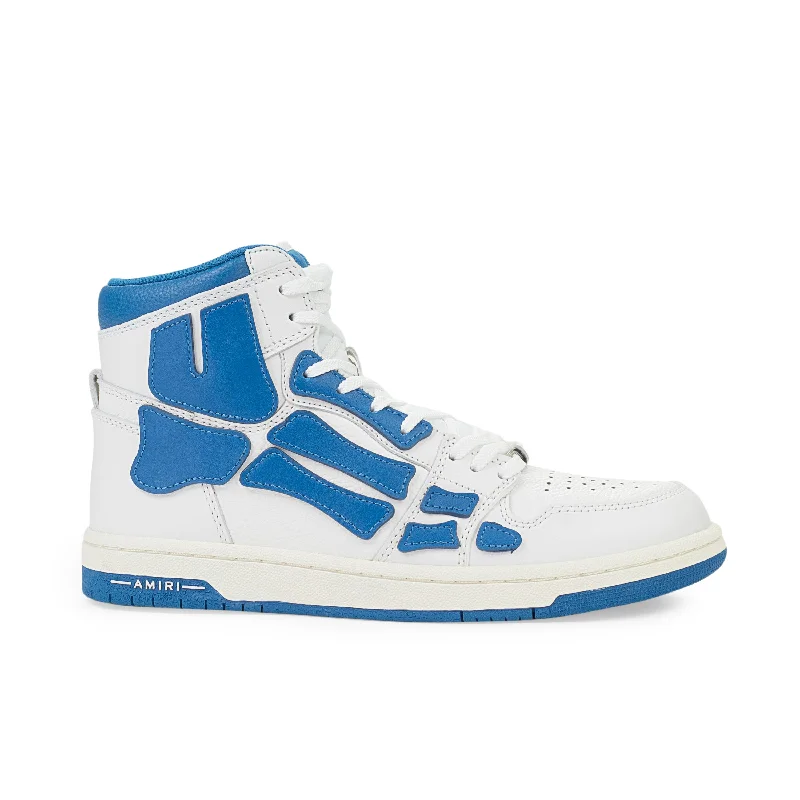 White And Blue Skeleton High Top Sneakers